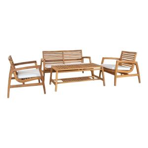 Salon de jardin complet table basse en teck massif et couss…