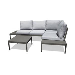 Salon de jardin d'angle 4 places en aluminium