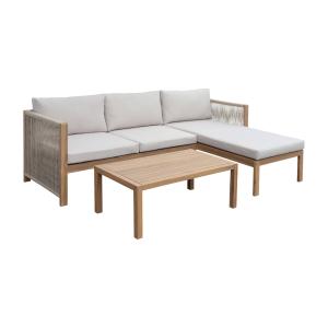 Salon de jardin d'angle acacia et corde 3 places naturel et…