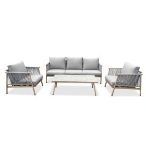 Salon de jardin design aluminium et cordes 5 places marron…