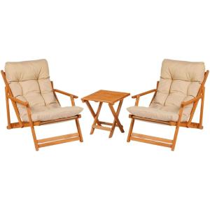 Salon de jardin détente en bois de hêtre