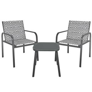 Salon de jardin en aluminium et texaline 2 places Gris
