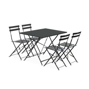 Salon de jardin en métal anthracite 1 table et 4 chaises