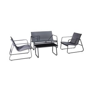 Salon de jardin en métal et textilène 4 places   table bass…