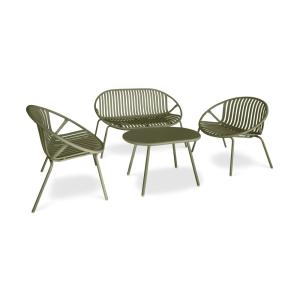 Salon de jardin en polypropylène vert 4 places