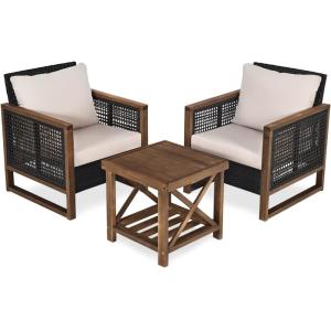 Salon de jardin en résine 1 table basse et 2 fauteuils avec…