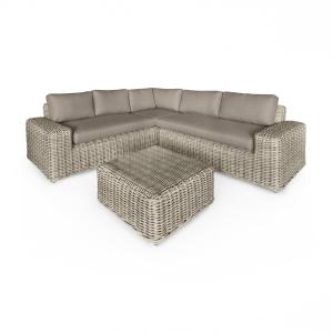 Salon de jardin en résine effet rotin tressé gris 7 places