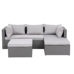 Salon de jardin en résine tressée 4 places gris/gris clair