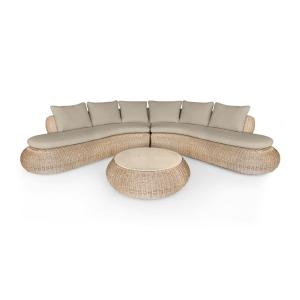 Salon de jardin en résine tréssée effet rotin tressé beige…