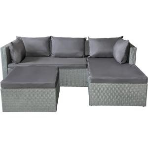 Salon de jardin en résine tressée gris