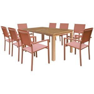 Salon de jardin en teck 8 places avec chaises en aluminium…