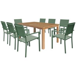 Salon de jardin en teck 8 places avec chaises en aluminium…