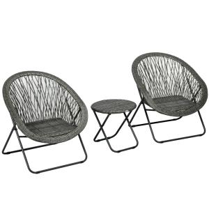 Salon de jardin extérieur 2 personne résine et acier gris