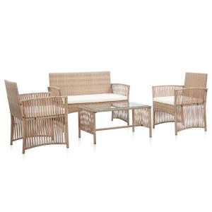 Salon de jardin meuble résine beige 55.5 x 58 x 76 cm