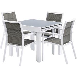 Salon de jardin moderne 4 personnes modulo blanc