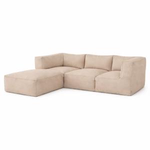 Salon de jardin modulable 4 places beige en tissu déperlant