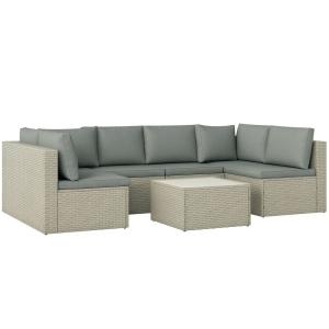 Salon de jardin modulable 6 personnes résine tressée marron…