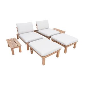 Salon de jardin modulable acacia naturel inclinable 2 places