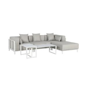 Salon de jardin modulable aluminium 4 places blanc et gris…