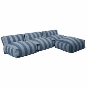 Salon de jardin modulable avec 3 chauffeuses et 1 pouf bleu…