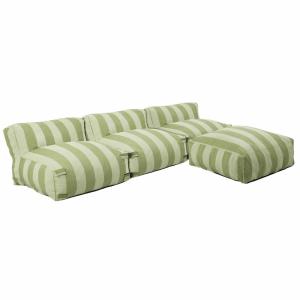 Salon de jardin modulable avec 3 chauffeuses et 1 pouf vert…