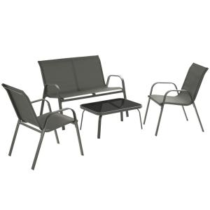 Salon de jardin pour 4 personnes tissu déperlant et table a…