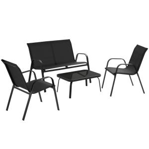 Salon de jardin pour 4 personnes tissu déperlant et table n…