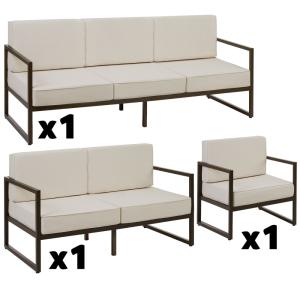 Salon de jardin pour 6 personnes en polyester déperlant mar…