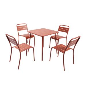 Salon de jardin repas 4 places terracotta