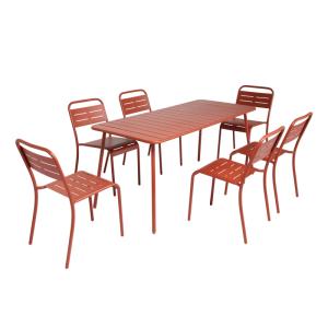 Salon de jardin repas 6 places terracotta