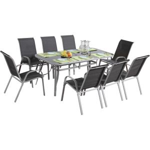 Salon de jardin repas en acier gris 8