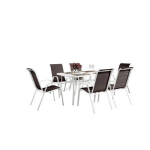 Salon de jardin repas en acier marron 6