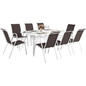 Salon de jardin repas en acier marron 8