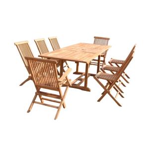 Salon de jardin Teck 10 places Table rectangulaire 6 chaise…