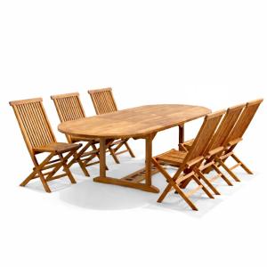Salon de jardin Teck huilé 6 personnes - Table ovale   6 ch…