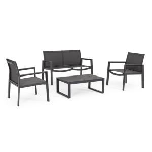 Salon en aluminium et textilène anthracite