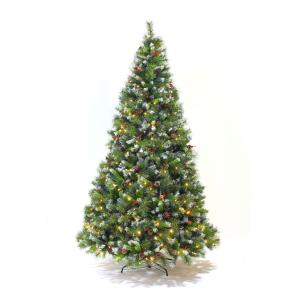 Sapin de Noël artificiel avec guirlande décorations et pied…