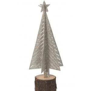 Sapin de Noël décoratif en métal blanc sur socle H18cm