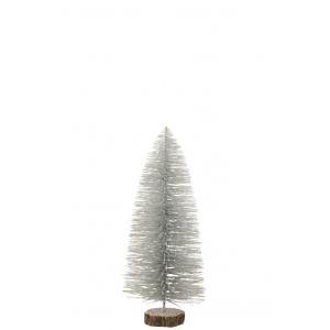 Sapin de Noël décoratif en plastique argent 17x17x40 cm