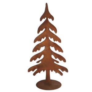 Sapin sur socle en métal rouillé marron 36 x 70 cm