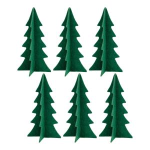 Sapins décoratifs en feutrine 20 cm (lot de 12) vert