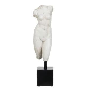 Sculpture buste décoratif femme en résine blanche 14x11x43c…