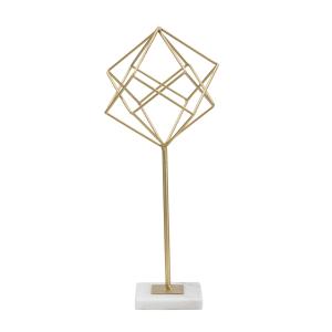 Sculpture en métal doré avec base en marbre blanc 16x18x41,…