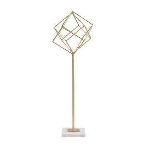 Sculpture en métal doré avec base en marbre blanc 16x18x52,…