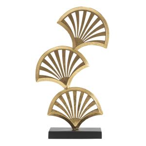 Sculpture en métal doré avec base rectangulaire noire 23,5x…
