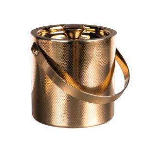Seau à glace double paroi  avec pince   15 cm or en inox