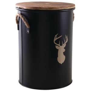 Seau à pellets tabouret 2 en 1 cerf noir