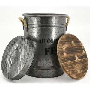 Seau à pellets tabouret 2 en 1 feu gris