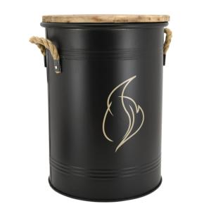 Seau à pellets tabouret 2 en 1 flamme noir