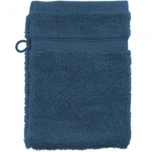 SENSILK - Gant de toilette uni en 100% coton bleu 16x22